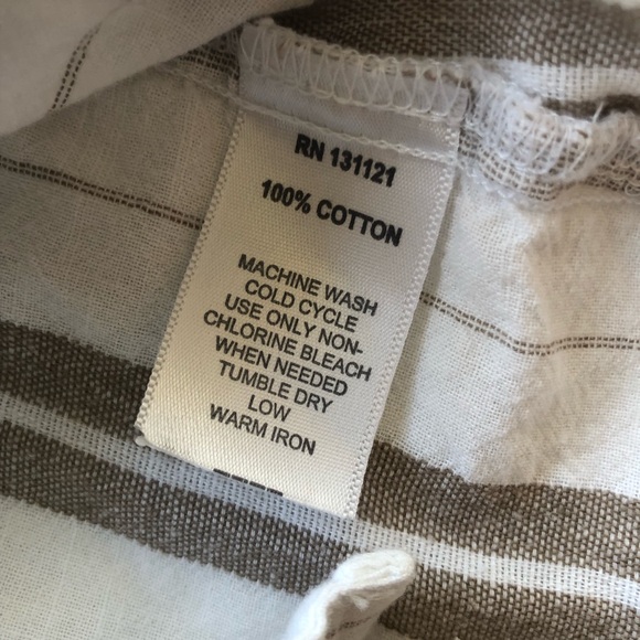 Dash Women’s Size L Tan/White Sleeveless Bohemian Style Blouse Button-Up Shirt - Picture 6 of 16